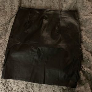 High waisted black mini skirt